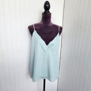 SOCIALITE Blue Lace V-Neck Lined Camisole Tank Top Womens Sz M